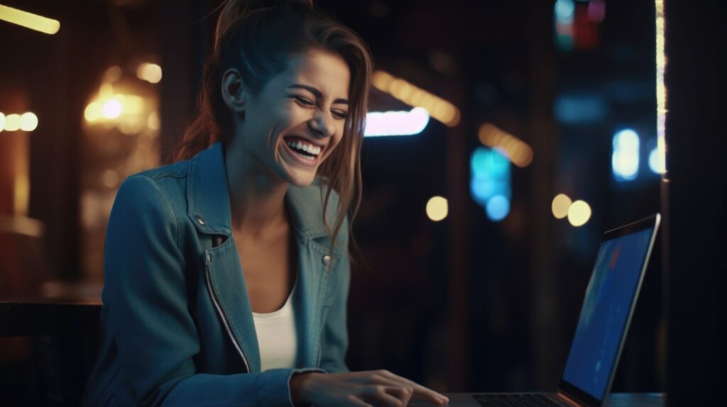 una mujer sonriendo