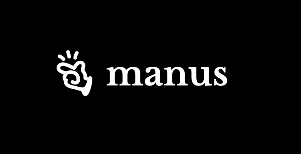 Logo de MANUS ai em fundo preto com destaque em branco