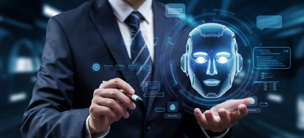 Pessoa demonstrando por meio de holograma a IA em agentes autônomos